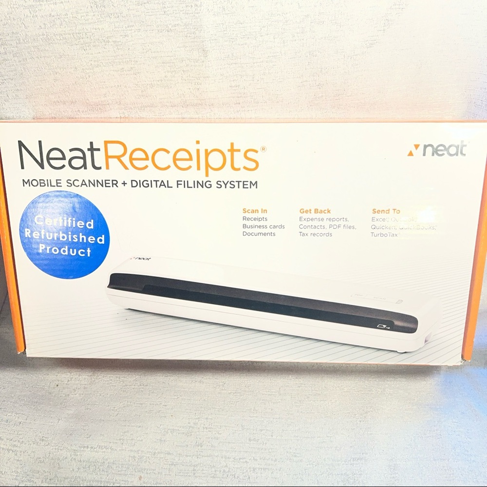 NEAT RECEIPTS Mobile Scanner + Digital Filing System for MAC/WINDOWS In Box